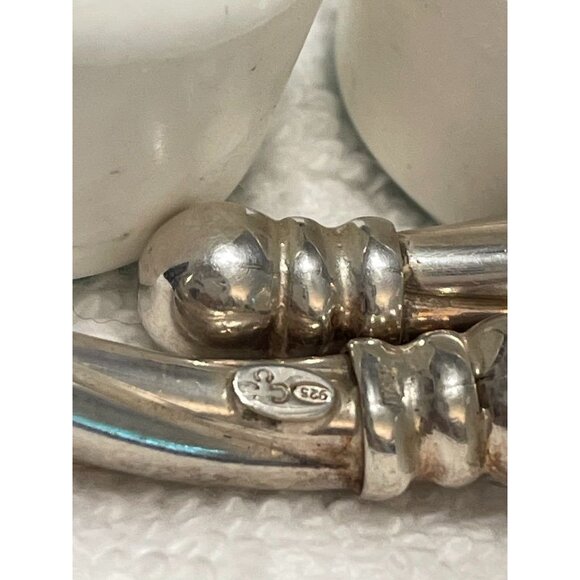 VTG Unisex 925 Silver Twisted Rope Hinged Bangle Bracelet Jewelry Italy Signed - Picture 4 of 7